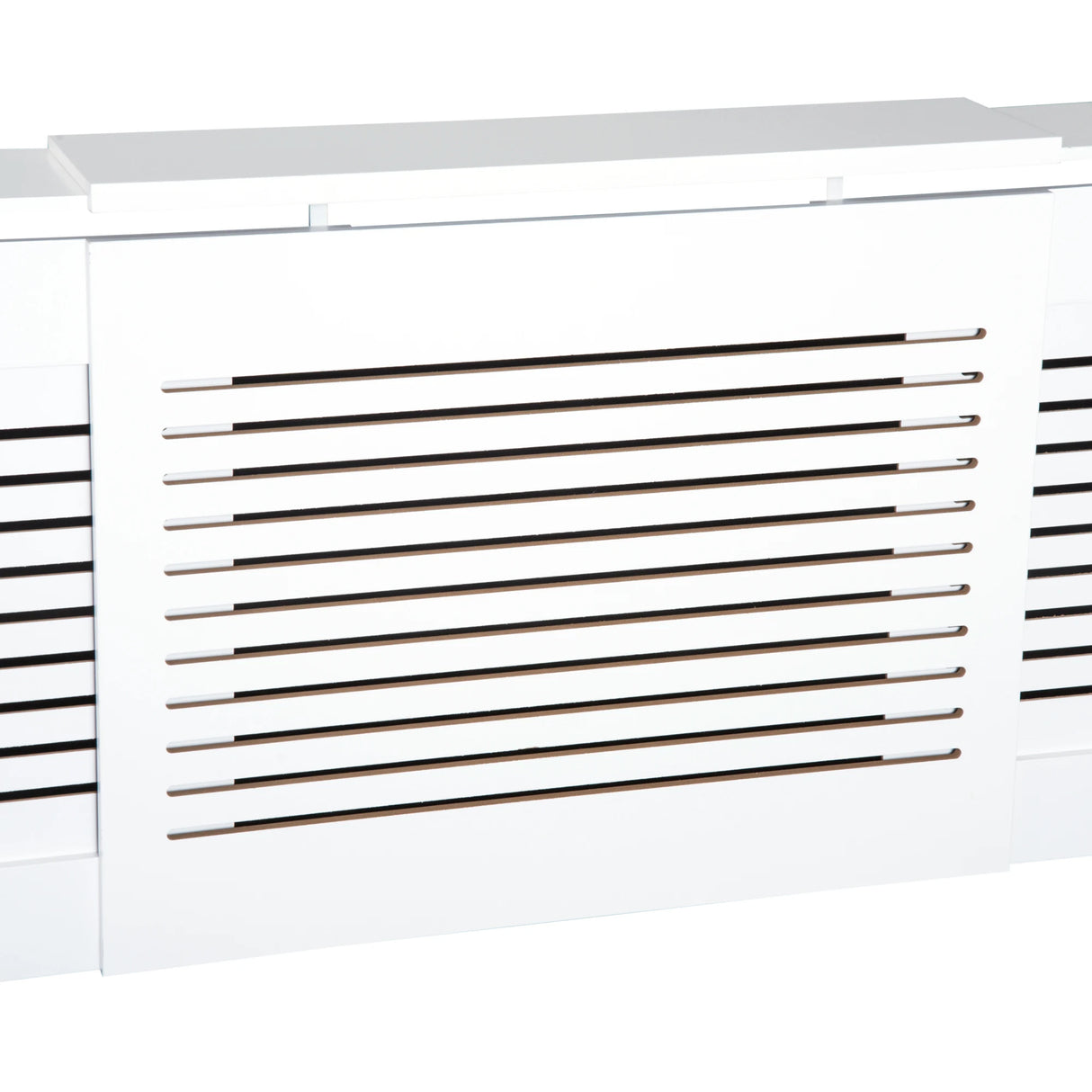 HOMCOM MDF Extendable Radiator Cover Cabinet Shelving Home Office Slatted Design White 139-208.5L x 20.5W x 82.5H cm