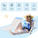 Outsunny Set of 2 Foldable Garden Beach Chair Mat, Lightweight Outdoor Sun Lounger Seats with Adjustable Back, Metal Frame, PE Fabric Head Pillow and Carry Bag, Cream White