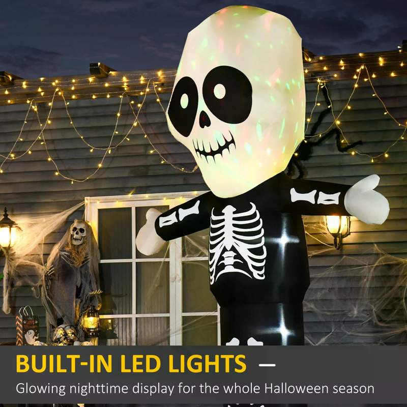 HOMCOM 3m Halloween Inflatable Skeleton Ghost Decoration, LED Lighted for Home Indoor Outdoor Garden Lawn Decoration Party Prop