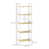HOMCOM Five-Tier Bamboo Adjustable Shelf Storage Unit
