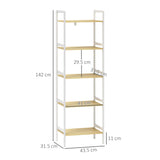 HOMCOM Five-Tier Bamboo Adjustable Shelf Storage Unit