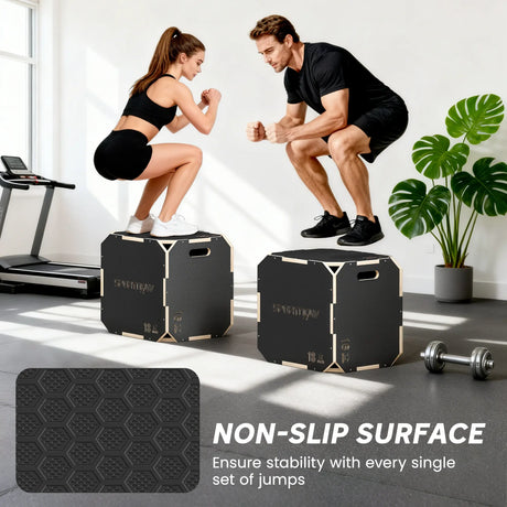 SPORTNOW Non-Slip Plyo Box, Corner-free Wooden Jump Box, 40.5 x 51 x 47.5 cm