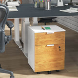 HOMCOM Two-Drawer Lockable Filing Cabinet - Wood Effect