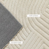 HOMCOM Modern Geometric Rug, Thick Plush, Non-Slip, 200 x 140 cm  Cream, Living Room/Bedroom/Office