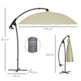 Outsunny 2.7m Cantilever Parasol, with Cross Base - Beige