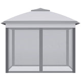 Outsunny 3.3 x 3.3m Pop Up Gazebo, Double Roof Foldable Canopy Tent with Zipped Mesh Sidewalls, Height Adjustable and Carrying Bag, Event Tent for Patio Garden, Grey