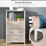 HOMCOM 4 Drawer Storage Chest Unit Home Cabinet w/ Shelves Home Living Room Bedroom Entryway Living Furniture, Light Grey