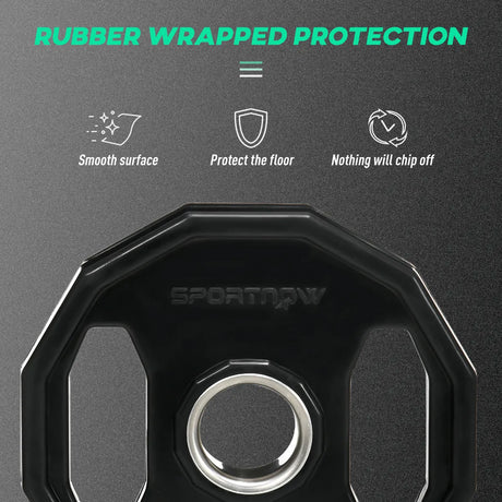 SPORTNOW Olympic Weight Plates Set, Metal and Rubber Bumper Plates Weights Discs with 2"/5cm Holes, for Home Gym Weight Lifting Strength Training, 2 x 5kg, Black