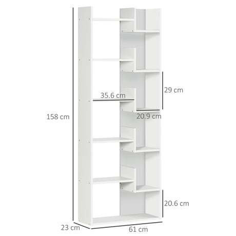 HOMCOM Modern Book Shelf with 11 Open Shelves, 6-Tier Bookcase, Freestanding Shelving Unit for Home Office and Study, White