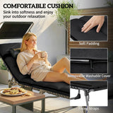 Outsunny Folding Sun Loungers Set of 2 with Canopy, Reclining Sunbed with Cushion, Side Pocket, Carrying Handle, Black