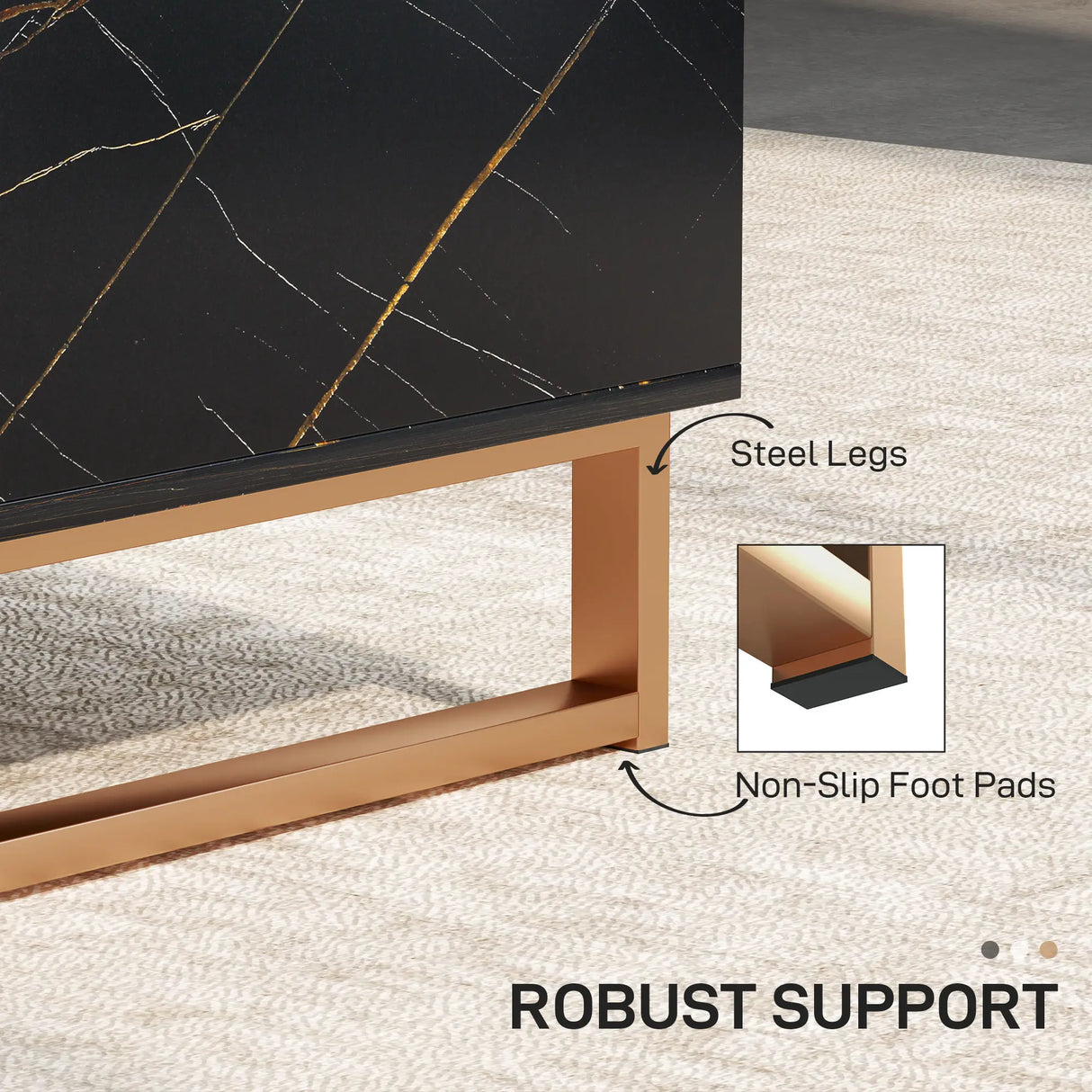 HOMCOM Elegant Marble Effect Storage Coffee Table - Black