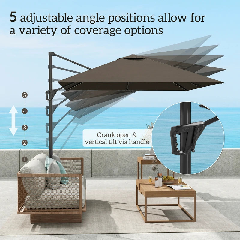 Outsunny Patio Offset Parasol Umbrella - Tan