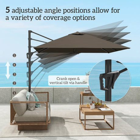 Outsunny Patio Offset Parasol Umbrella - Tan
