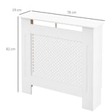 HOMCOM Wooden Radiator Cover Heating Cabinet Modern Home Furniture Grill Style  White Painted (Small)