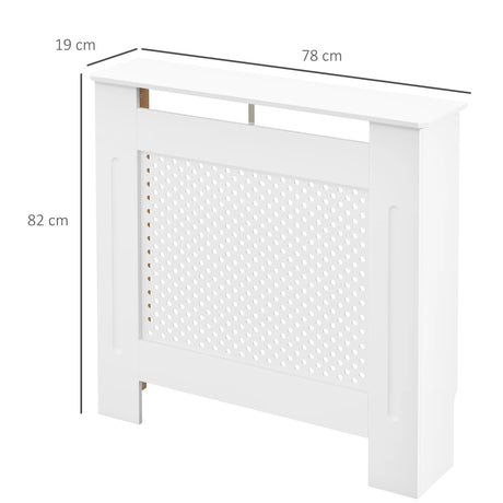 HOMCOM Wooden Radiator Cover Heating Cabinet Modern Home Furniture Grill Style  White Painted (Small)