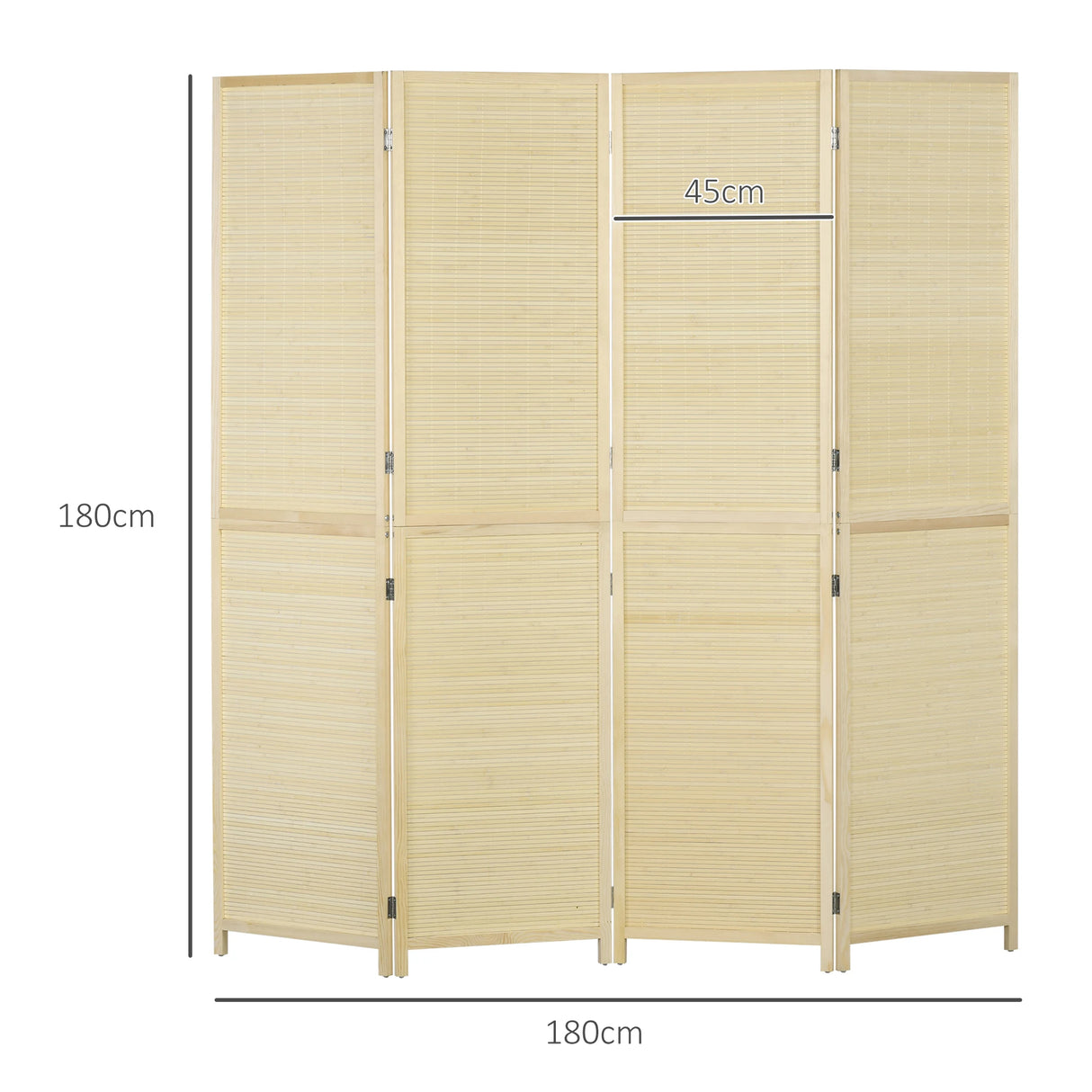 HOMCOM Room Divider, Freestanding Privacy Screen, 4 Panel Folding, 180 x 180cm, Natural