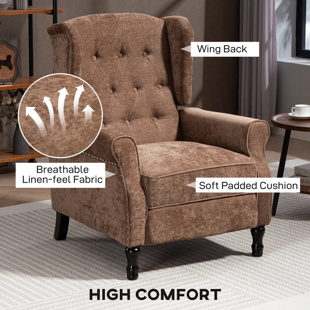 HOMCOM 150 Reclining Vintage Armchair, with footrest - Brown