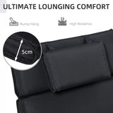 Outsunny Garden Sun Lounger Cushion Replacement Soft Sunbed Reclining Chair Relaxer Pad with Pillow, Cushion ONLY - Black