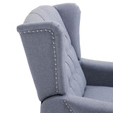 HOMCOM Recliner Armchair, Vintage Reclining Chair with Nail Head Trim, Wingback Chair with Button Tufted Back and Footrest, for Living Room, Light Grey