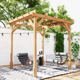 Outsunny 2 x 2 m Wooden Pergola Kit, Decorative Garden Gazebo Shelter with Stable Structure for Climbing Vines, Flowers, Dark Brown