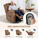 HOMCOM Power Lift Recliner Chair with Massage, Overstuffed Lift Chair for Elderly with Footrest, Remote and Side Pocket, Brown