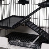 PawHut Four-Tier Small Animal Cage, for Bunnies, Ferrets, Chinchillas w/ Wheels, Tray - Black