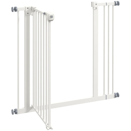 PawHut Adjustable Safety Gate w/ One Extensions, Four Adjustable Screws, White