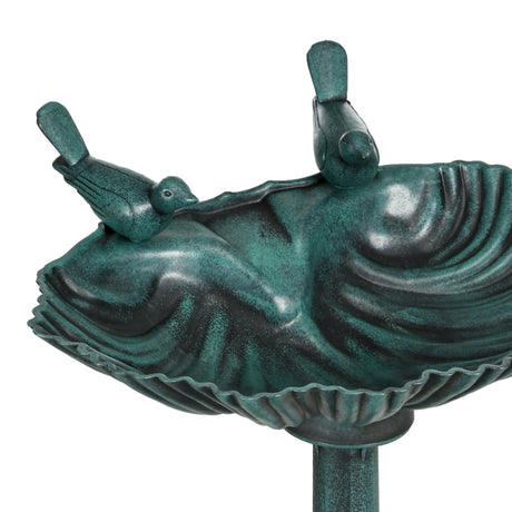 Outsunny 81cm Tall Bird Bath with 2 Decorative Birds, Vintage Style Birdbath with Flower Planter Base, Bird Bath Bowl for Garden, Green