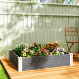 Outsunny Vinyl Raised Garden Bed Kit, 3 x 3 x 1ft Modular Elevated Garden Box with Slotting Legs and Open Bottom, Dark Grey