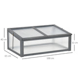 Outsunny Wooden Cold Frame, Small Polycarbonate Greenhouse for Plants with Openable & Tilted Top Cover, Grey, 100 x 65 x 40cm