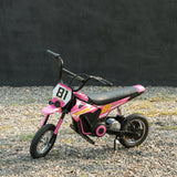AIYAPLAY Kids Electric Motorbike, 24V Ride On Motorcycle with 3 Speeds and Rear Suspension, Dirt Bike for 8-12 Years Old, Pink