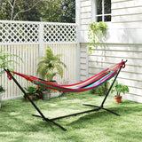 Outsunny 298 x 117cm Hammock with Stand Camping Hammock with Portable Carrying Bag, Adjustable Height, 120kg Load Capacity, Multicolour
