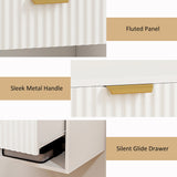 HOMCOM Floating Nightstands Set of 2, Modern Wall Mounted Bedside Tables with Fluted Drawer and Open Shelf for Bedroom, White