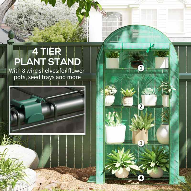 Outsunny Four Shelf Mini Greenhouse - Green