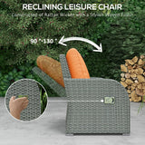 Outsunny Six-piece Outdoor Rattan Dining Set, Outdoor Sofa Set with Reclining Armchairs and Mental Frame, Orange