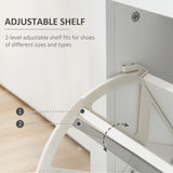 HOMCOM Shoe Storage Cabinet with Slide Out Drawer, 2 Flip Doors, Tempered Glass Top - White