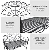 Outsunny Metal Garden Bench Loveseat with Slatted Seat, Black
