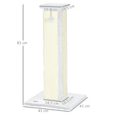 PawHut 81cm Cat Scratcher, Vertical Full Scratcher w/ Natural Sisal Rope, Hanging Ball, Soft Plush - White