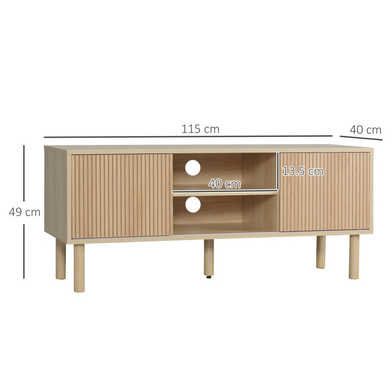 HOMCOM Sliding Door TV Cabinet Stand - Oak Wood-Effect