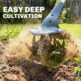Outsunny Cordless Tiller, 18V Electric Garden Rotavator with 2 x 4000mAh Batteries, Charger, 20cm Tilling Width & 18cm Depth