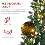 HOMCOM 1.8m 6ft Pre-Lit Artificial Christmas Tree 200 LED Xmas Tree Holiday Dcor with Decorative Balls Ornament Metal Stand