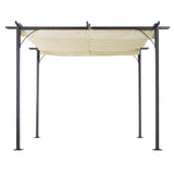 Outsunny 3 x 3(m) Metal Pergola with Retractable Roof, Garden Gazebo Metal Pergola Canopy. Outdoor Sun Shade Shelter for Party BBQ, Beige