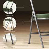 HOMCOM Set of Four Folding Corduroy Seat Chairs - Green