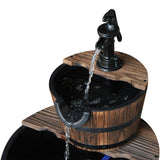 Outsunny Wooden Water Pump Fountain, 2 Tier-Fir Wood