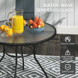Outsunny Glass-Top Garden Table, with Parasol Hole - Black