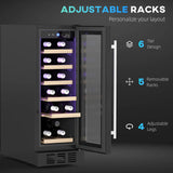 HOMCOM 19 Bottle 5-18C Wooden Rack Wine Fridge - Black