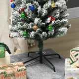 HOMCOM 6' Artificial Prelit Christmas Trees Holiday Dcor with Colourful LED Lights, Flocked Tips, Berry, Pine Cone