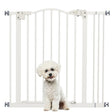 PawHut Metal 74-87cm Adjustable Pet Gate Safety Barrier w/ Auto-Close Door White