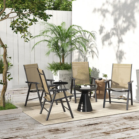 Outsunny Set of Four Folding Garden Chairs - Light Brown