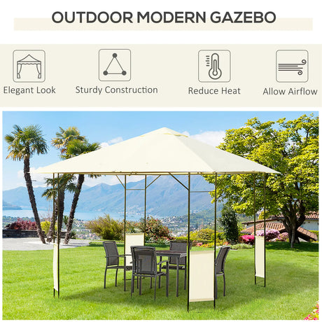 Outsunny 3 x 3 Meters Patio Garden Metal Gazebo Marquee Steel Frame with Canopy Awning Tent Water Resistant Cream